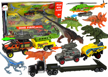 Ensemble de 8 véhicules hélicoptères dinosaures colorés