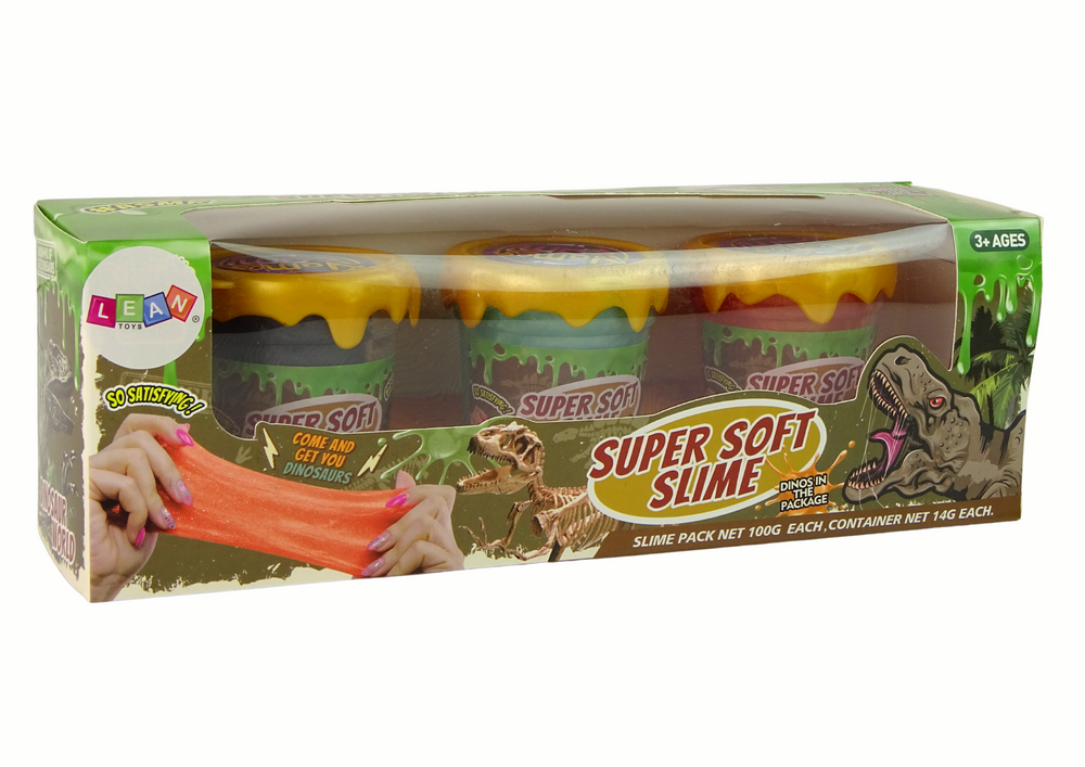 Slime pailleté dinosaures DIY doux 3 couleurs