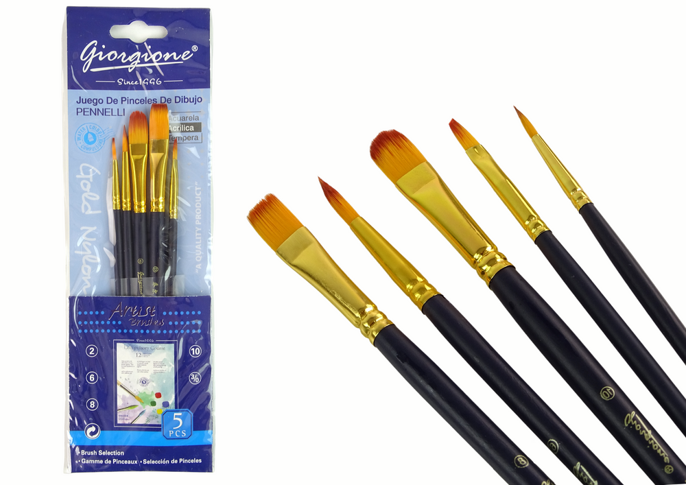 Ensemble de pinceaux d'artiste 5 formes