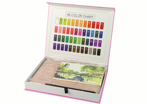 Coffret d'artiste de 48 aquarelles et accessoires