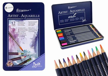 Ensemble de 12 crayons aquarelle en métal