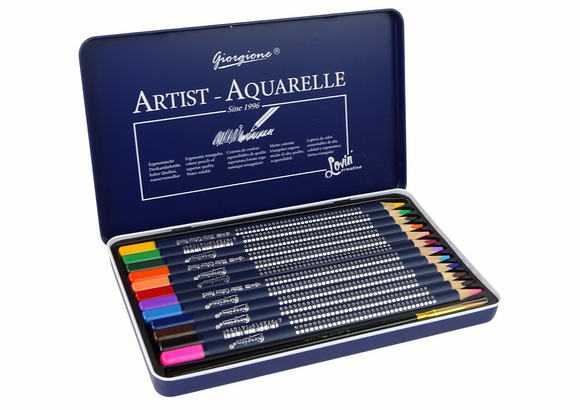 Ensemble de 12 crayons aquarelle en métal