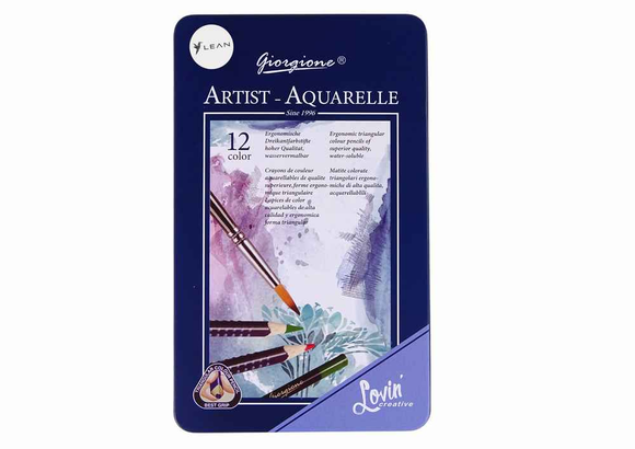 Ensemble de 12 crayons aquarelle en métal
