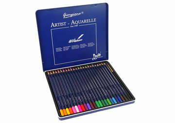 Ensemble de 24 crayons aquarelle en métal