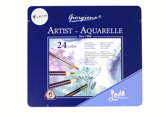Ensemble de 24 crayons aquarelle en métal