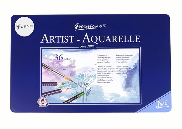Ensemble de 36 crayons aquarelle en métal