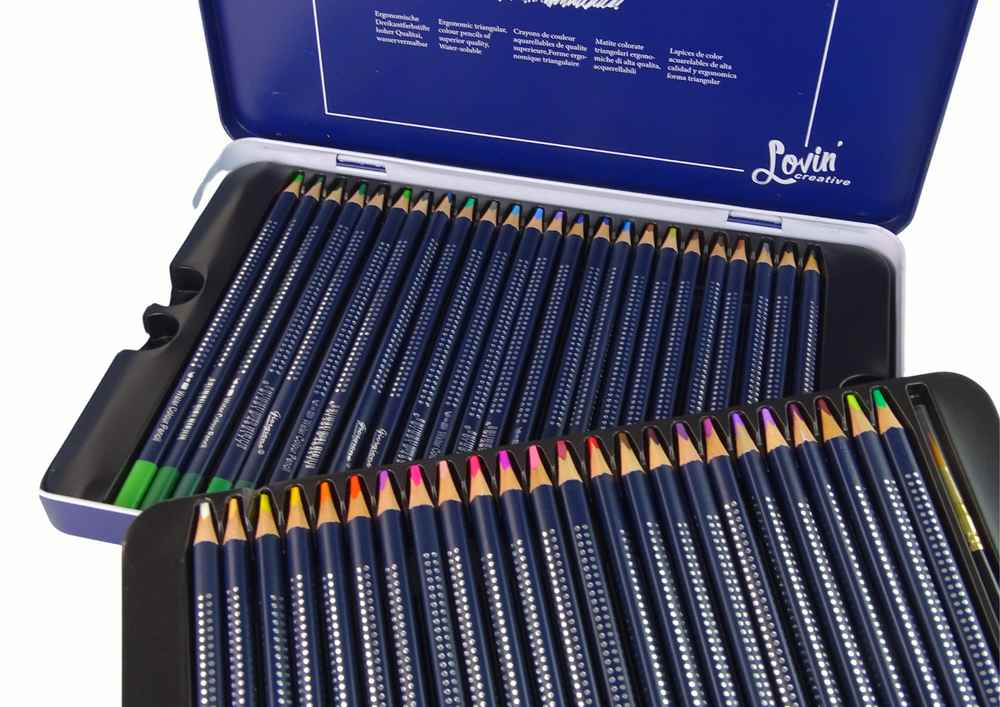 Ensemble de 48 crayons aquarelle en métal