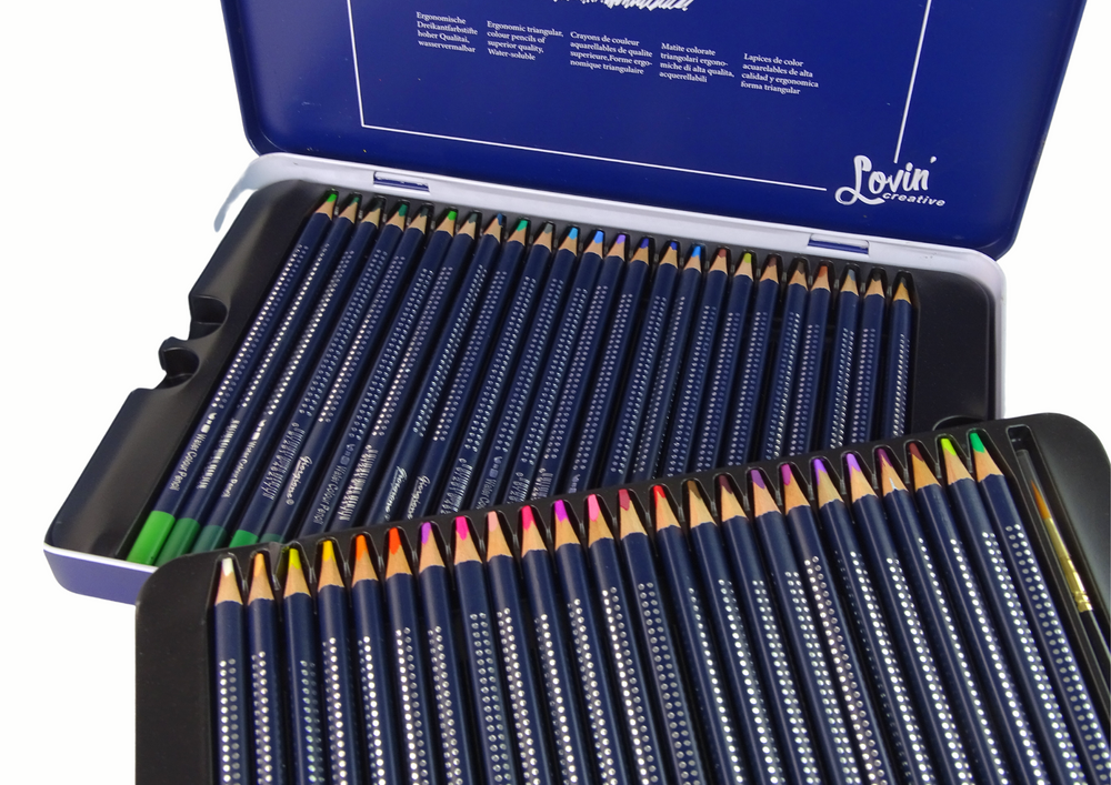 Ensemble de 48 crayons aquarelle en métal