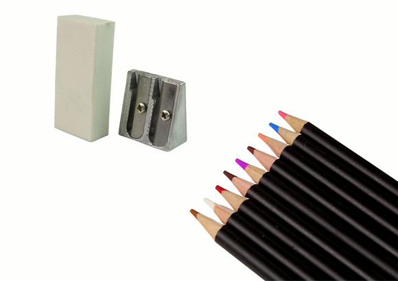 Set of crayons in a tube, sharpener, eraser, 74 pcs.