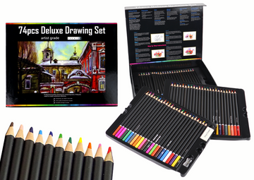 Coffret de dessin crayons dans une boîte 74 pièces xxl