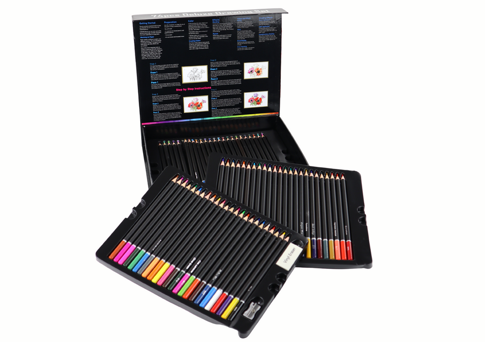 Coffret de dessin, crayons dans une boîte, 74 pièces XXL