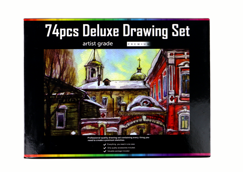 Coffret de dessin, crayons dans une boîte, 74 pièces XXL