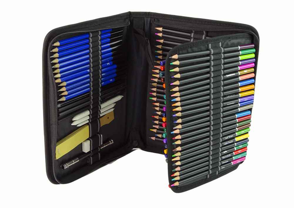 Coffret Petit Artiste Crayons dans une trousse 95 pièces.