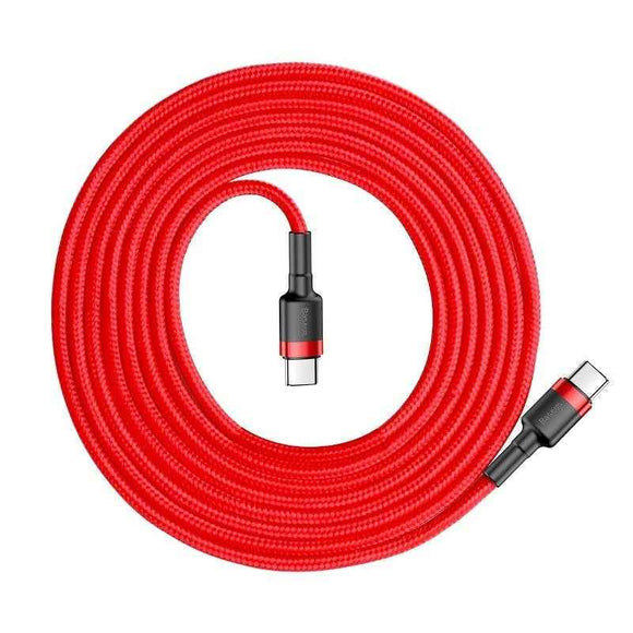 Baseus Type-C Cafule PD 2.0, 60W, flash charging Cable (20V 3A), 2m, Red (CATKLF-H09)