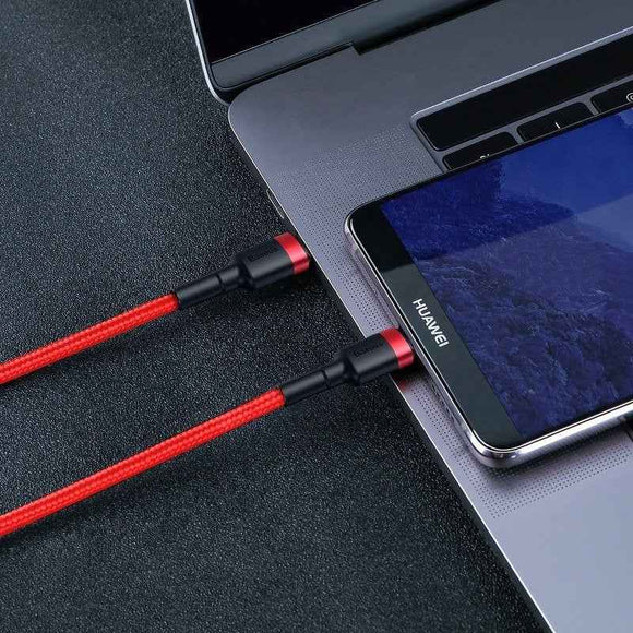 Baseus Type-C Cafule PD 2.0, 60W, flash charging Cable (20V 3A), 2m, Red (CATKLF-H09)