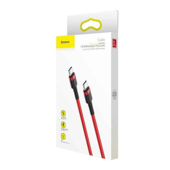 Baseus Type-C Cafule PD 2.0, 60W, flash charging Cable (20V 3A), 2m, Red (CATKLF-H09)