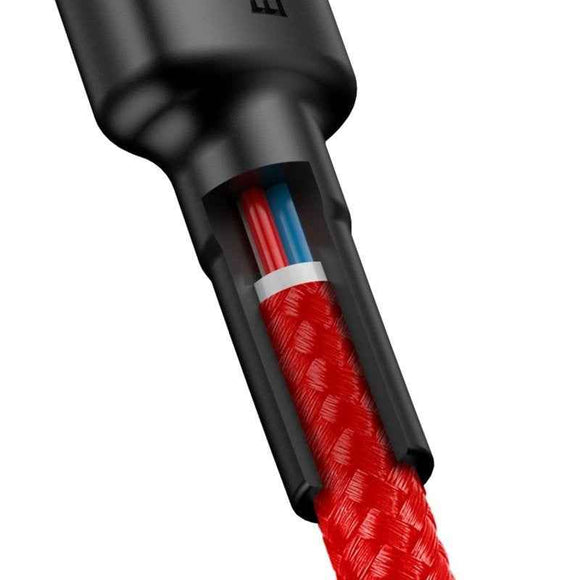 Baseus Type-C Cafule PD 2.0, 60W, flash charging Cable (20V 3A), 2m, Red (CATKLF-H09)
