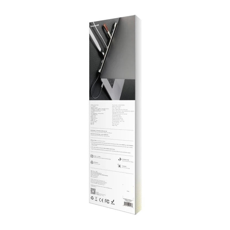 Baseus Enjoyment Series Multi-functional Type-C intelligent HD HUB（PD/HD4K*2/VGA/RJ45/SD/TF/USB*3/Audio*1/Stand)Dark gray