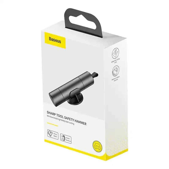 DISPOZITIV URGENTE auto Baseus, ciocan spart geamul + cutter centura, gri "CRSFH-0G" - 6953156210561