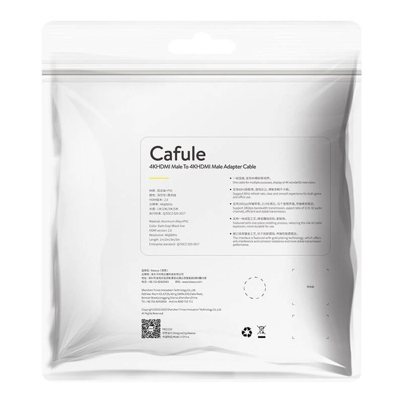 Câble vidéo baseus cafule 4khdmi mâle vers 4khdmi mâle 3 m noir cadklf-g01