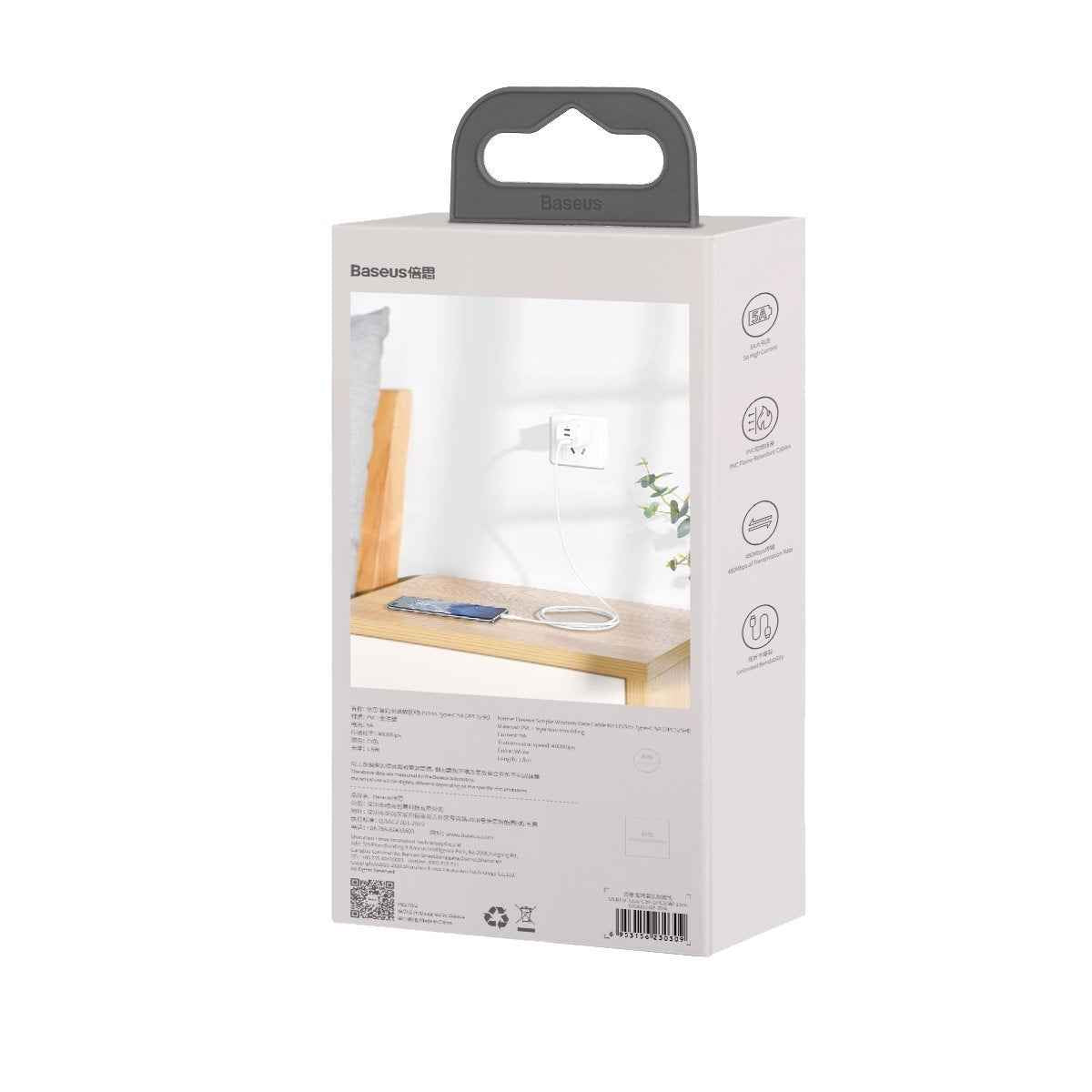 Câble USB Baseus TZCATZJ-02 1,5 m USB A USB C Blanc
