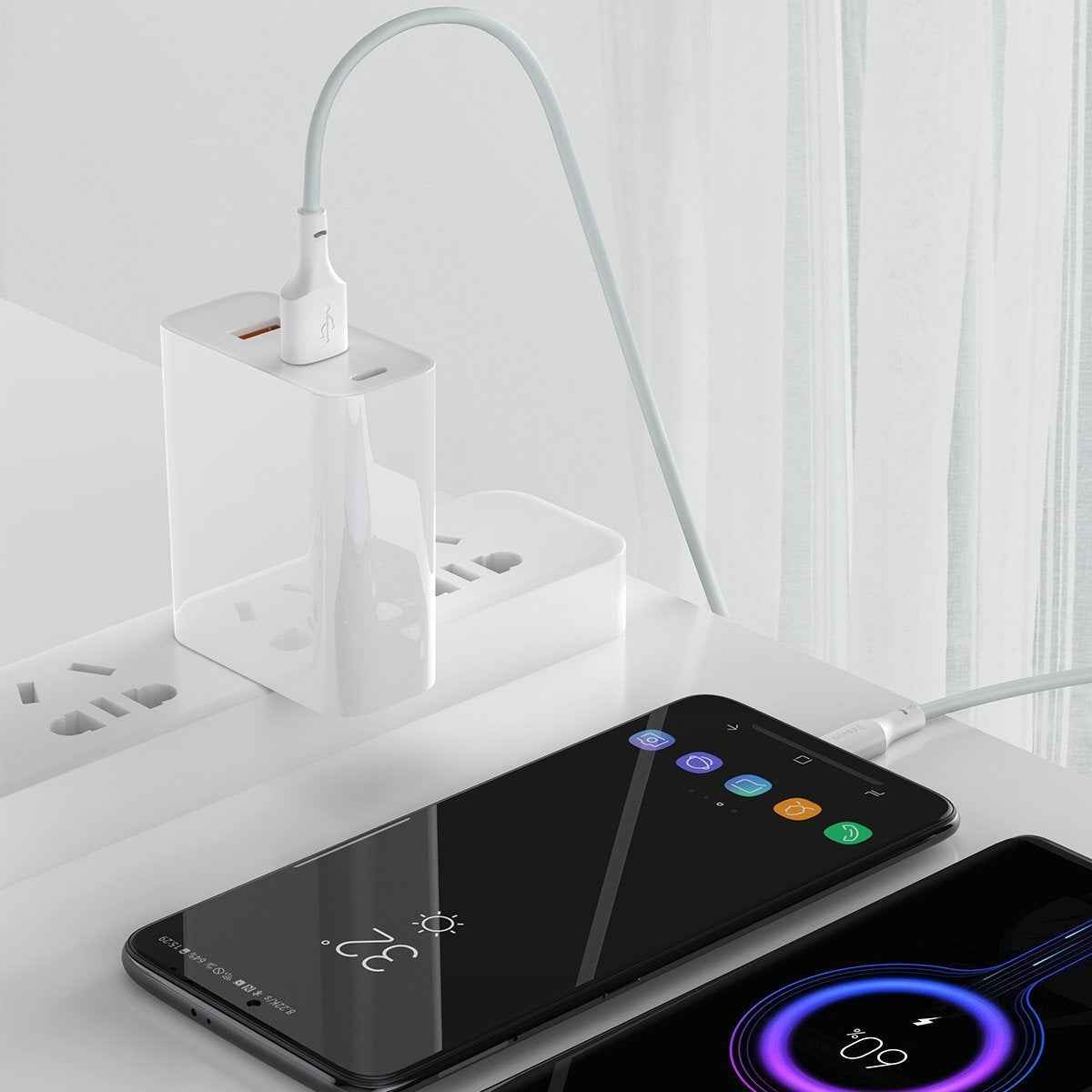 Câble USB Baseus TZCATZJ-02 1,5 m USB A USB C Blanc