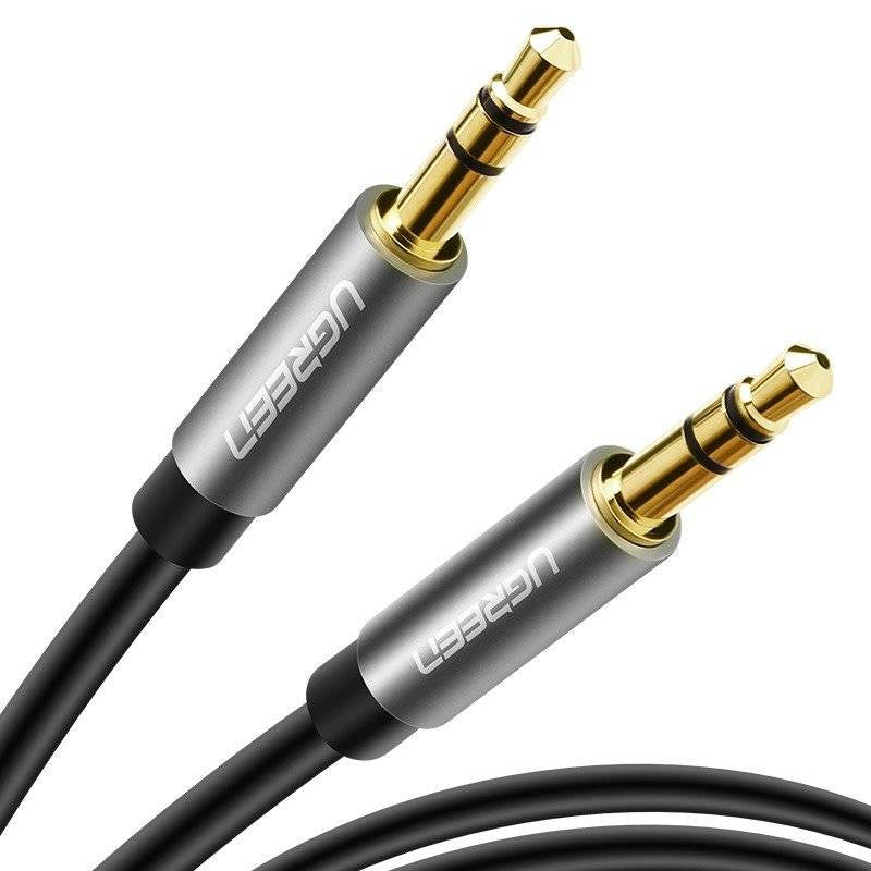 Câble audio ugreen jack stéréo 35 mm t vers jack 35 mm t  av119  5 m connecteurs plaqués or noir  10737  marquage vert : 018 lei - 6957303817375