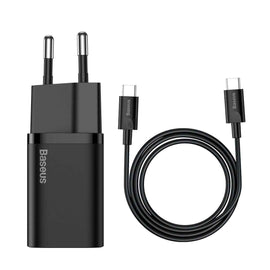 Baseus Travel Charger set Super Si 1C QC (With Mini Black Cable Type-C to Type-C 3A 1m) 25W EU Black (TZCCSUP-L01)