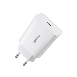 Chargeur de voyage baseus speed mini 1c chargeur rapide 20 w blanc ue ccfs-sn02