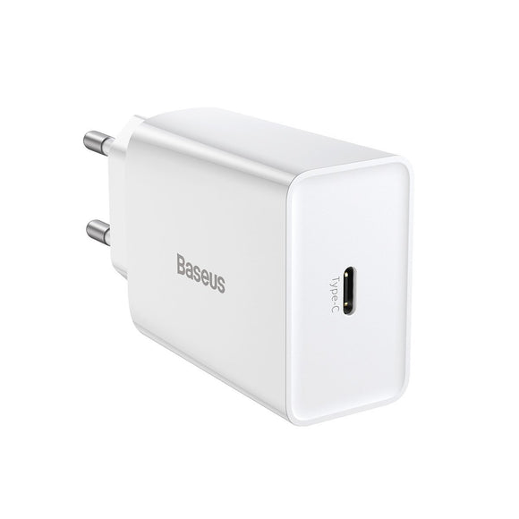 Chargeur de voyage baseus speed mini 1c chargeur rapide 20 w blanc ue ccfs-sn02