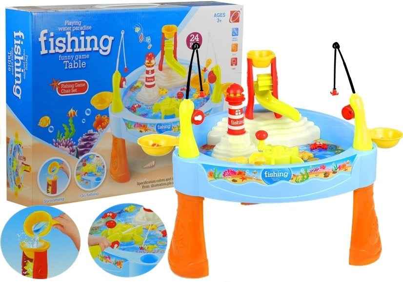 Table de pêche colorée avec cannes à pêche pour enfants