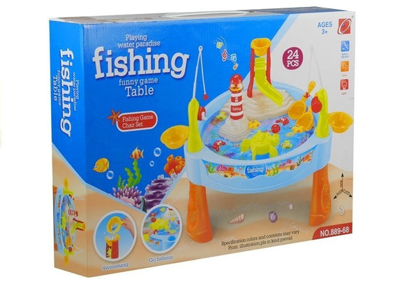 Table de pêche colorée avec cannes à pêche pour enfants
