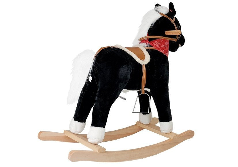 Cheval à bascule noir et blanc Sons Bouge Museau Queue 74 cm