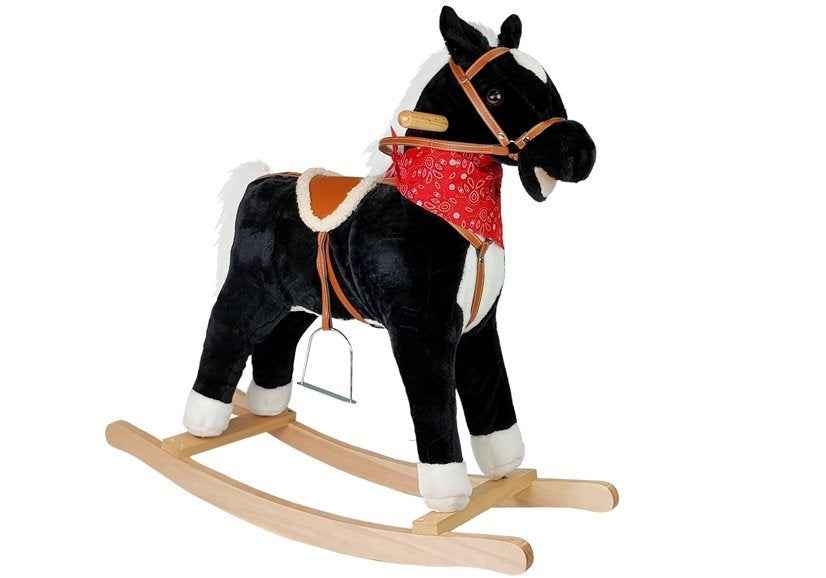 Cheval à bascule noir et blanc Sons Bouge Museau Queue 74 cm