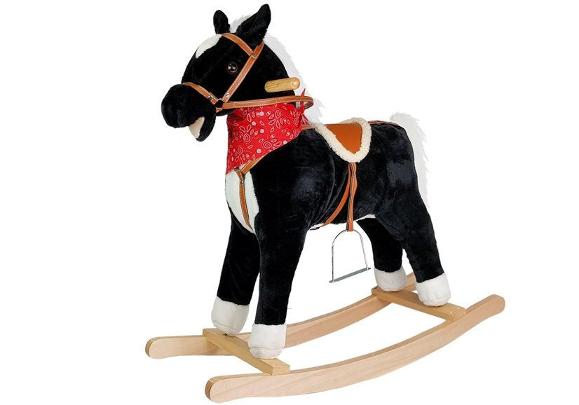 Cheval à bascule noir et blanc Sons Bouge Museau Queue 74 cm