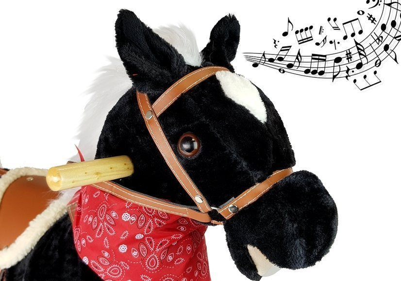 Cheval à bascule noir et blanc Sons Bouge Museau Queue 74 cm
