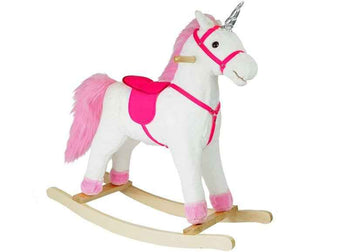 Cheval de course Licorne Blanc Sons Mouvements Museau Queue 74 cm