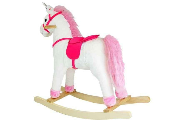 Cheval de course Licorne Blanc Sons Mouvements Museau Queue 74 cm