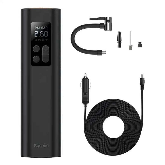 COMPRESOR AUTO Baseus Super Mini, alimentare 12 V bricheta auto, display LED, presiune maxima 3 bar, negru (timbru verde 0.80 lei) "CRCQ000001" - 6932172603175