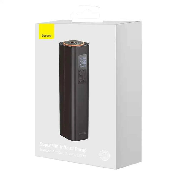 COMPRESOR AUTO Baseus Super Mini, alimentare 12 V bricheta auto, display LED, presiune maxima 3 bar, negru (timbru verde 0.80 lei) "CRCQ000001" - 6932172603175