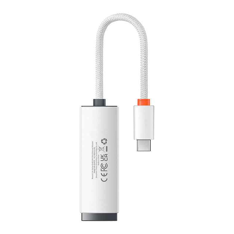 Adaptateur réseau Baseus Lite, USB Type-C vers RJ-45 10/100 Mbps, LED, blanc « WKQX000202 » (timbre vert 0,18 lei) - 6932172606091