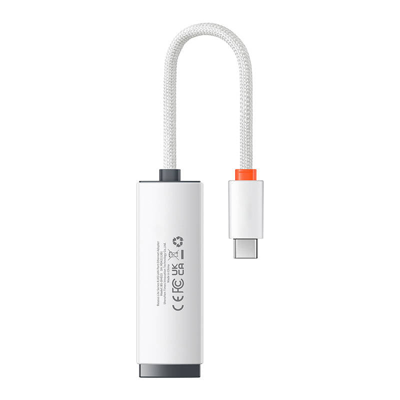 Adaptateur réseau Baseus Lite, USB Type-C vers RJ-45 10/100 Mbps, LED, blanc « WKQX000202 » (timbre vert 0,18 lei) - 6932172606091
