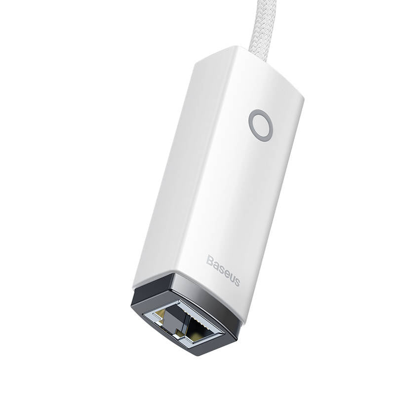 Adaptateur réseau Baseus Lite, USB Type-C vers RJ-45 10/100 Mbps, LED, blanc « WKQX000202 » (timbre vert 0,18 lei) - 6932172606091