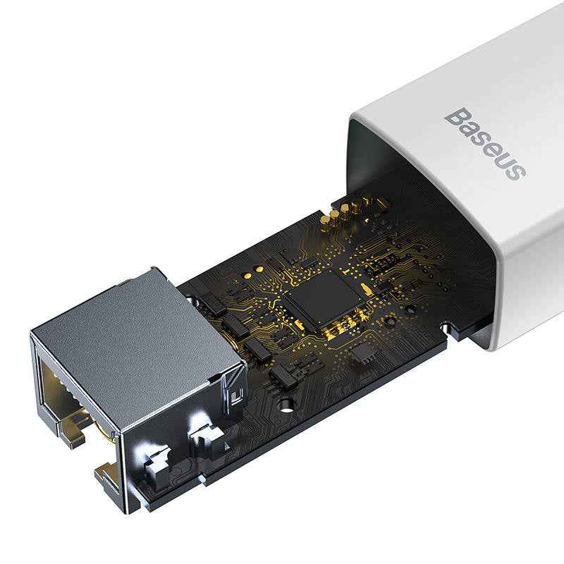 Adaptateur réseau Baseus Lite, USB Type-C vers RJ-45 10/100 Mbps, LED, blanc « WKQX000202 » (timbre vert 0,18 lei) - 6932172606091