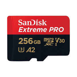 SANDISK Extreme PRO microSDXC 256GB + SD Adapter + 2 years RescuePRO Deluxe up to 200MB/s & 140MB/s Read/Write speeds A2 C10 V30 UHS-I U3