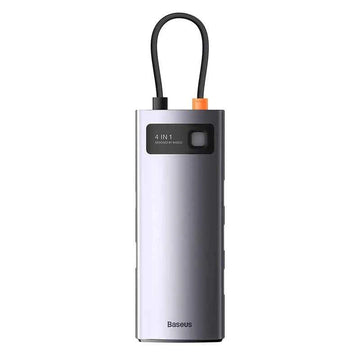 HUB extern Baseus Metal Gleam, conectare PC USB Type-C, porturi USB 3.0 x 4, gri "WKWG070013" (timbru verde 0.8 lei) - 6932172608637