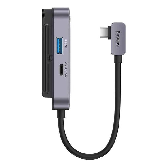 Baseus HUB for Smartphones and Tablets PadJoy 6-in-1 (USB 3.0, HDMI 2.0 4K 30Hz, Type-C female 100W, SD/TF reader, 3.5 mm Jack Socket) with Type-C output, Gray (WKWJ000113)