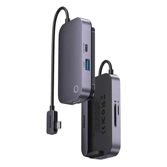 Baseus HUB for Smartphones and Tablets PadJoy 6-in-1 (USB 3.0, HDMI 2.0 4K 30Hz, Type-C female 100W, SD/TF reader, 3.5 mm Jack Socket) with Type-C output, Gray (WKWJ000113)