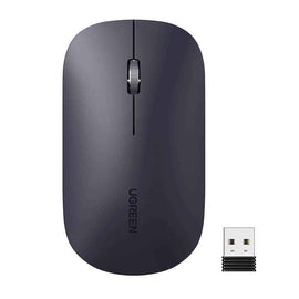 MOUSE Ugreen, "MU001" PC sau NB, wireless 2.4GHz, optic, 3/1 butoane/scroll, 4000 dpi, negru "90372" (timbru verde 0.18 lei) - 6957303893720