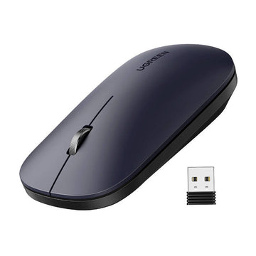 MOUSE Ugreen, "MU001" PC sau NB, wireless 2.4GHz, optic, 3/1 butoane/scroll, 4000 dpi, negru "90372" (timbru verde 0.18 lei) - 6957303893720